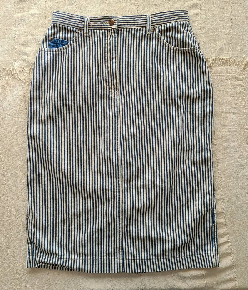 80/'s Railroad Stripe Denim Skirt