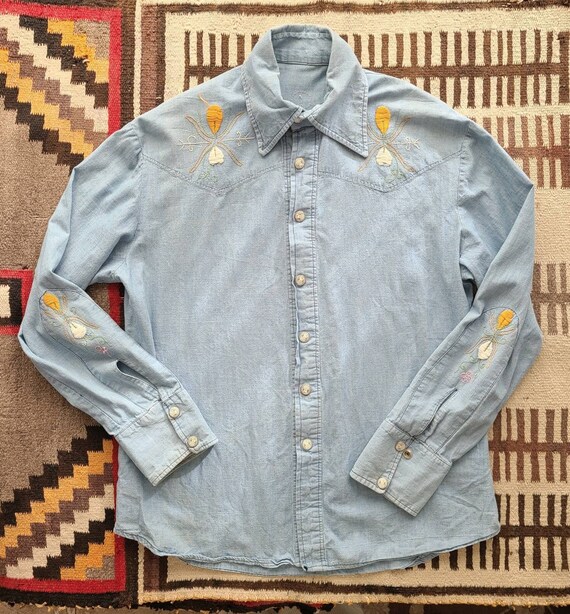 70's Embroidered Jean Shirt