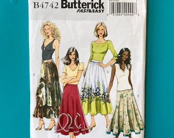 Butterick 4742 Skirt Sewing Pattern, Flared, Ruffle & Lace, Plus Size 16-22