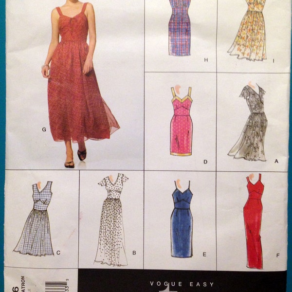 Retro Fitted Bodice Dress or Sundress Vogue 2316 Easy Options Sz 6-10 Marilyn Rizzo 50s 60s 70s Pattern