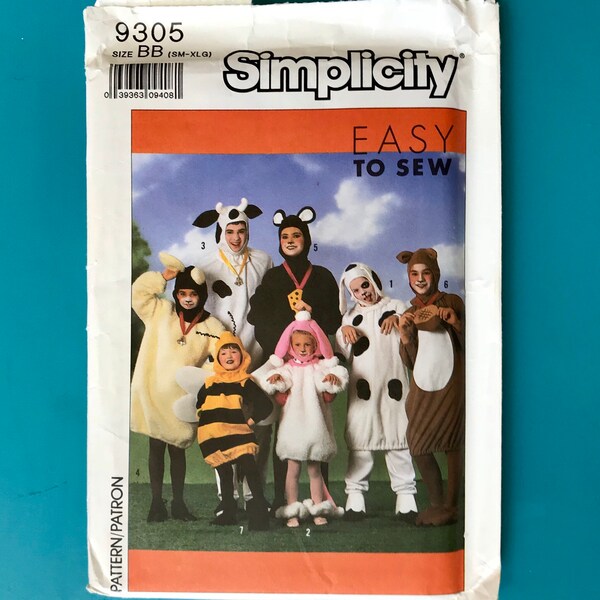 Non simplicité 9305 adulte enfant famille animaux Halloween Costumes chien Dalmatien caniche vache mouton souris écureuil Bumblebee patron de couture-coupe FF