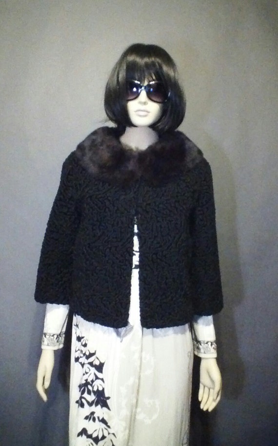 Sale Vintage 1950s FAUX CURLY LAMB jacket with r