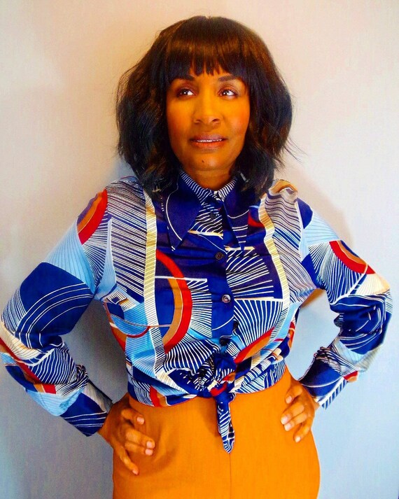 vintage 70s multi colored top