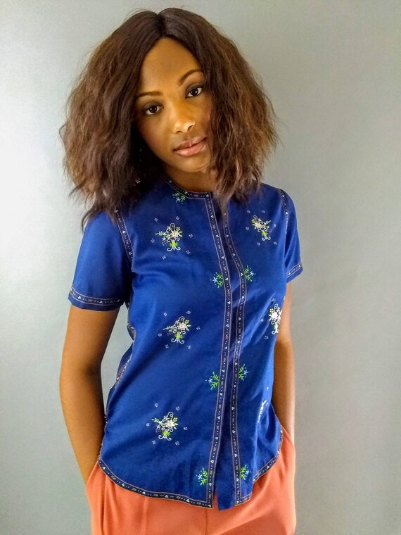 Vintage 40s embroidered top blouse