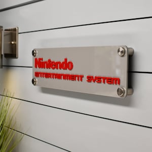 Placa de parede com logotipo NES - placa, decoração, Mario, presente de aniversário, acrílico, cores, jogador, sistema de entretenimento Nintendo, 8 bits, Mario, Donkey Kong