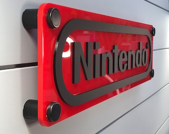 Layered Acrylic Nintendo Logo Wall Plaque – Gamer Room Decor
