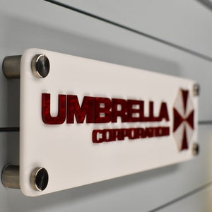 UMBRELLA CORPORATION Premium Layered Marble Acrylic Plaque, Resident Evil Umbrella Corp, Biohazard, Raccoon City, Leon S. Kennedy, Ada Wong