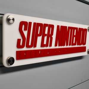 Super Nintendo Logo Wall Plaque - Sign, Decor, Super Mario, Zelda, Metroid, Yoshi, Birthday Gift, Acrylic, Colors, Gameroom, Gamer, SNES