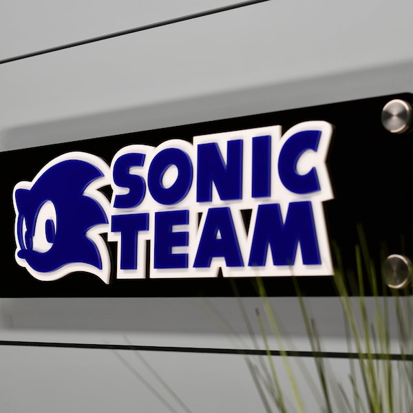 Sonic Team Logo - Layered Acrylic Wall Plaque, Gameroom Decor