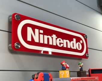 Nintendo Logo Wall Plaque - Sign, Decor, Super Mario, Zelda, Metroid, Yoshi, Birthday Gift, Acrylic, Colors, Gameroom, Gamer, SWITCH