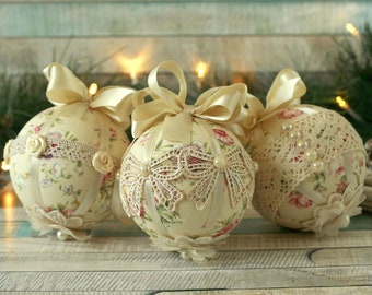 shabby chic christmas decorations handmade christmas baubles lace ornaments bauble set fabric ornaments shabby chic christmas gifts - Country Chic Christmas Decorations shabby chic christmas decorations handmade christmas baubles lace ornaments bauble set fabric ornaments shabby chic christmas gifts - Country Chic Christmas Decorations