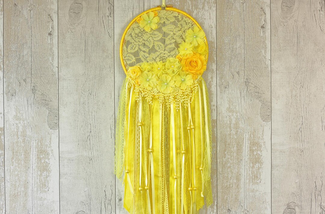Yellow Flower Embroidery Hoop: Lace Wall Hanging Decor - Etsy