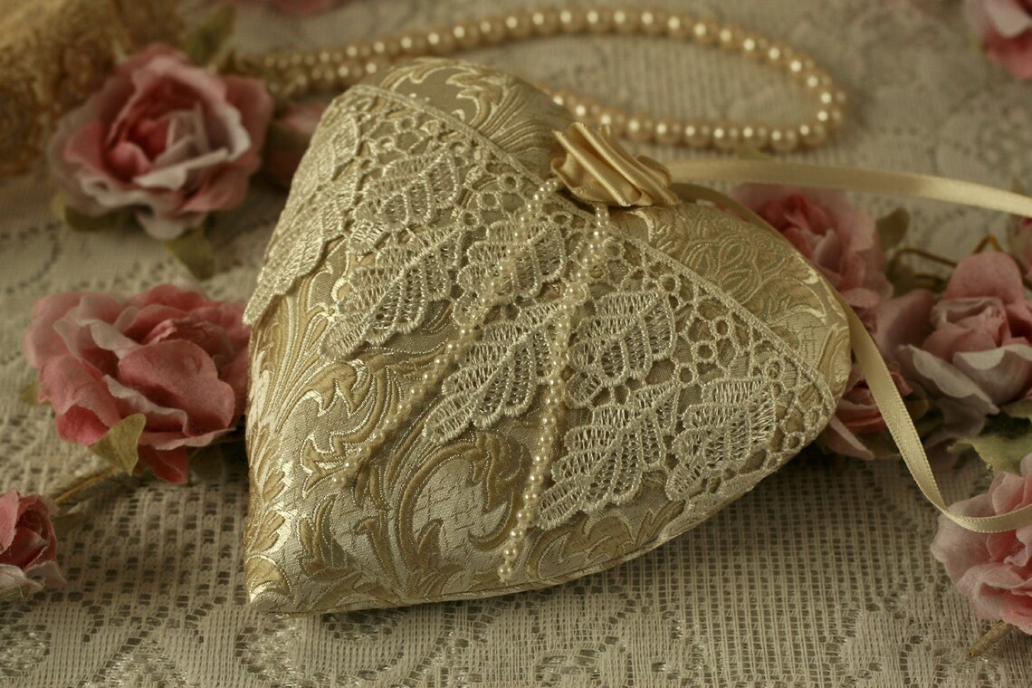 Fabric Hearts Boho Wedding Gift Lace Anniversary Gift Etsy UK