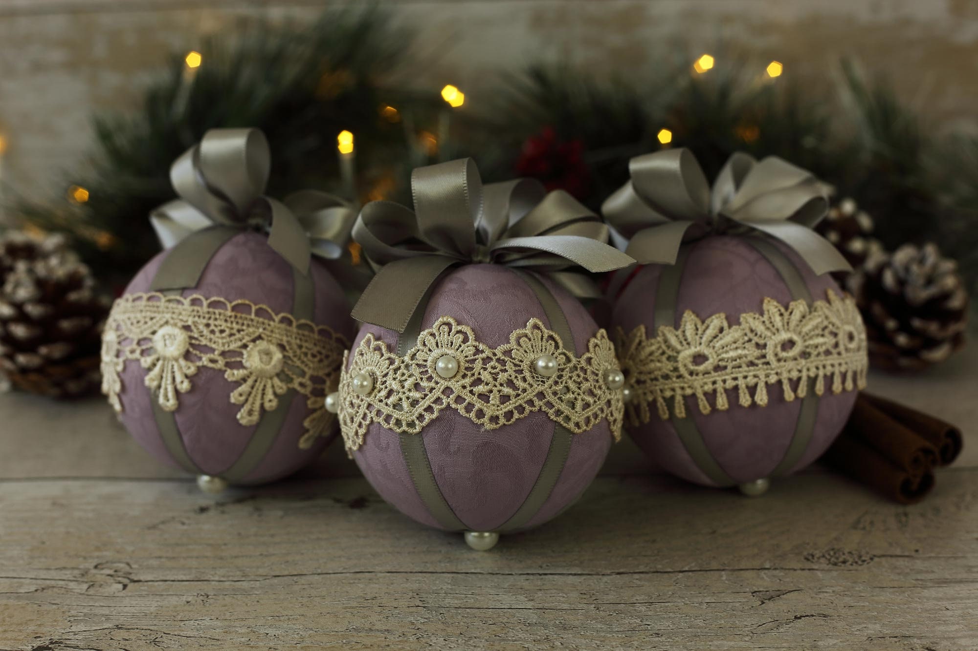 Shabby Chic Christmas ornaments bauble set fabric tree Etsy