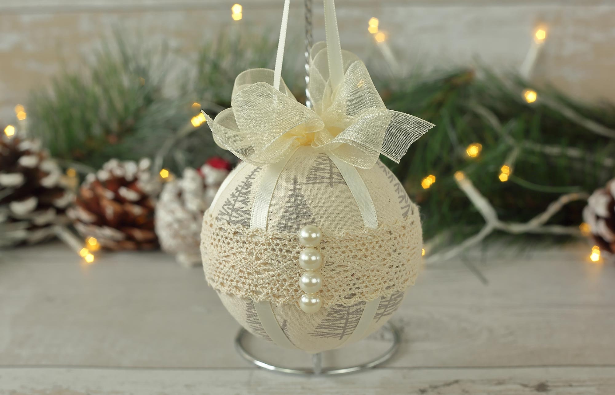 Christmas Tree Decor Handmade Baubles Cream Christmas Decor Etsy UK