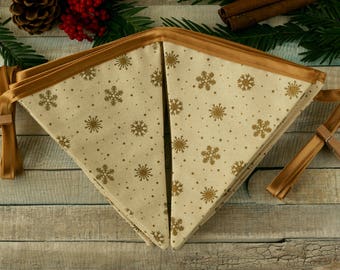 Christmas bunting, holiday banner, Christmas mantel, Christmas flags, Christmas party decoration, gold Christmas decor, holiday decorations