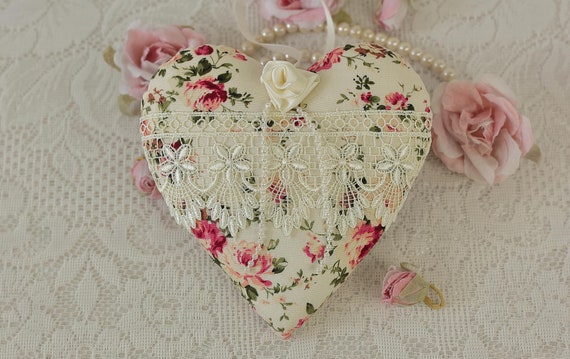 Floral Fabric Heart Ornament: Shabby Chic Gift & Home Decoration