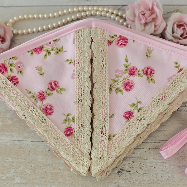 Shabby weddings, shabby decorations, flower flags, shabby chic wedding decor, floral bunting, pink flower banner, shabby party decorations