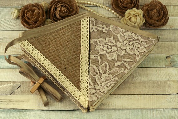 Burlap Lace Bunting Rustic Chic Wedding Decorations Etsy
