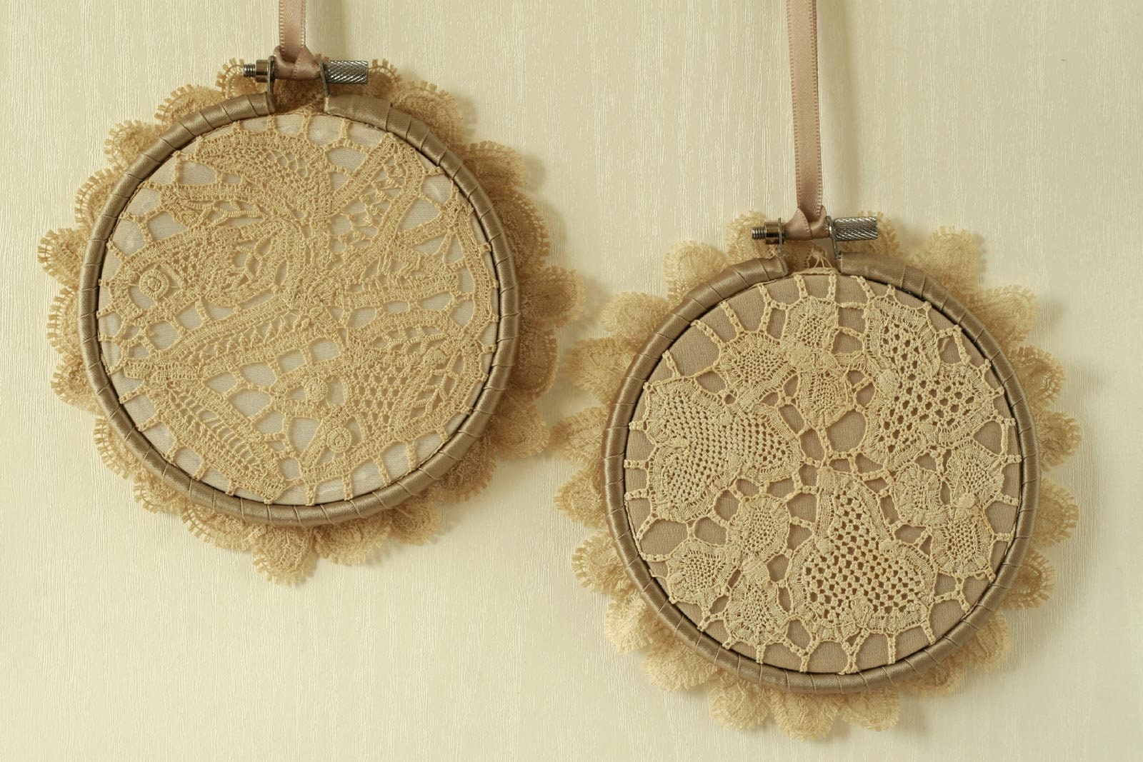 Vintage doilies embroidery hoops bohemian hanging wall Etsy