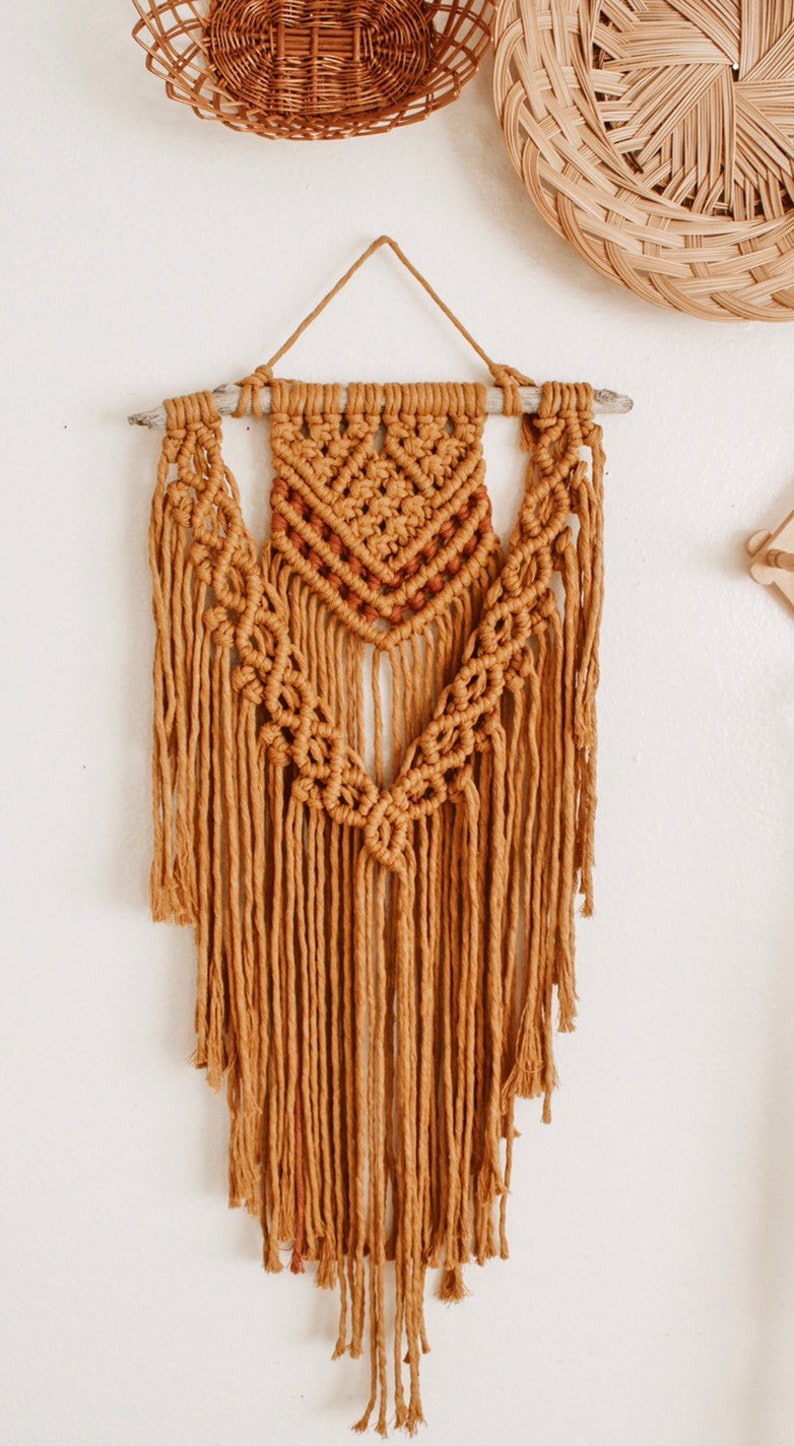 Hermosa Two Toned Macramé Wall Hanging Burnt Orange Etsy