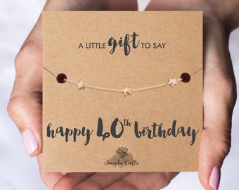 40th Birthday Gifts for Women - 60th Birthday gifts for Women, 50th Birthday Gift for Women, 18ct Gold / 925 silver plated Star Bracelet