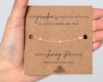 Loss of Grandma Gift, Mourning Jewelry, Loss of Grandmother, Gold or Silver Plated Star Bracelet