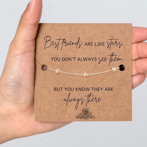 Best Friend Gifts Best Friend Gift Best Friend Bracelet Best Friend Birthday Gift 18ct Gold 925 silver plated Star Bracelet with Card Etsy