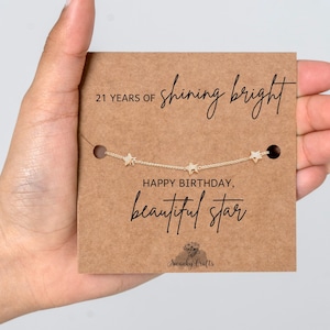 21st Birthday Gifts for Her, Unique 21st Birthday Gifts, Gold or Silver Plated Star Bracelet Bild 1