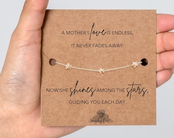 Sympathy Gift for Mother Loss, Loss of Mom Keepsake, Mom Remembrance, Gold or Silver Plated Star Bracelet