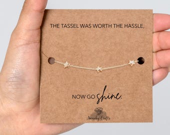 Graduation Jewelry, Personalized Graduation Gift, College Graduation Gold or Silver Plated Star Bracelet