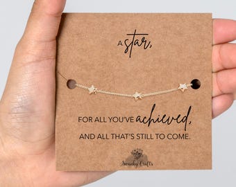 Graduation Jewelry, Graduate Gift, Graduation Present Gold or Silver Plated Star Bracelet