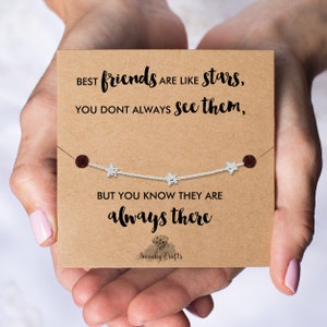 Best Friend Gifts - Best Friend Gift, Best Friend Bracelet, Best Friend Birthday Gift, 18ct Gold / 925 silver plated Star Bracelet with Card