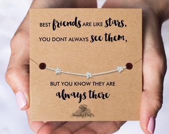 Best Friend Gifts - Best Friend Gift, Best friend Bracelet, Best Friend Birthday Gift, 18ct Gold / 925 silver plated Star Bracelet with Card