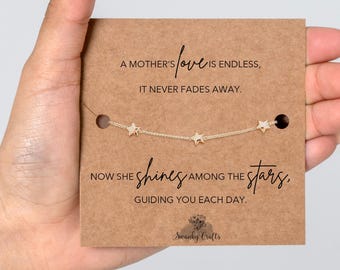 Loss of Mother Remembrance, In Memory of Mom, Mother Loss Comfort, Gold or Silver Plated Star Bracelet