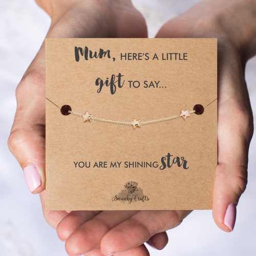 Cadeaux fête des mères pour maman, cadeau fête des mères - Bracelet cadeaux pour maman, cadeaux maman, bracelet étoile plaqué or 18 carats / argent 925