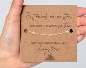 Best Friend Gift, Best Friend Birthday Gift for her, Best Friend Bracelet, Bestie Gifts 18ct Gold / 925 silver plated Star Bracelet and Card