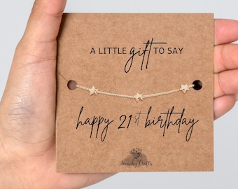 21st Birthday presents for her, 21st Birthday Bracelet, 18ct Gold / 925 silver plated Star Bracelet