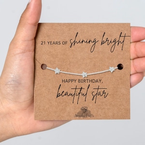 21st Birthday Gifts for Her, Unique 21st Birthday Gifts, Gold or Silver Plated Star Bracelet Bild 12