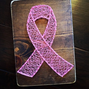 Breast Cancer Awareness Ribbon String Art