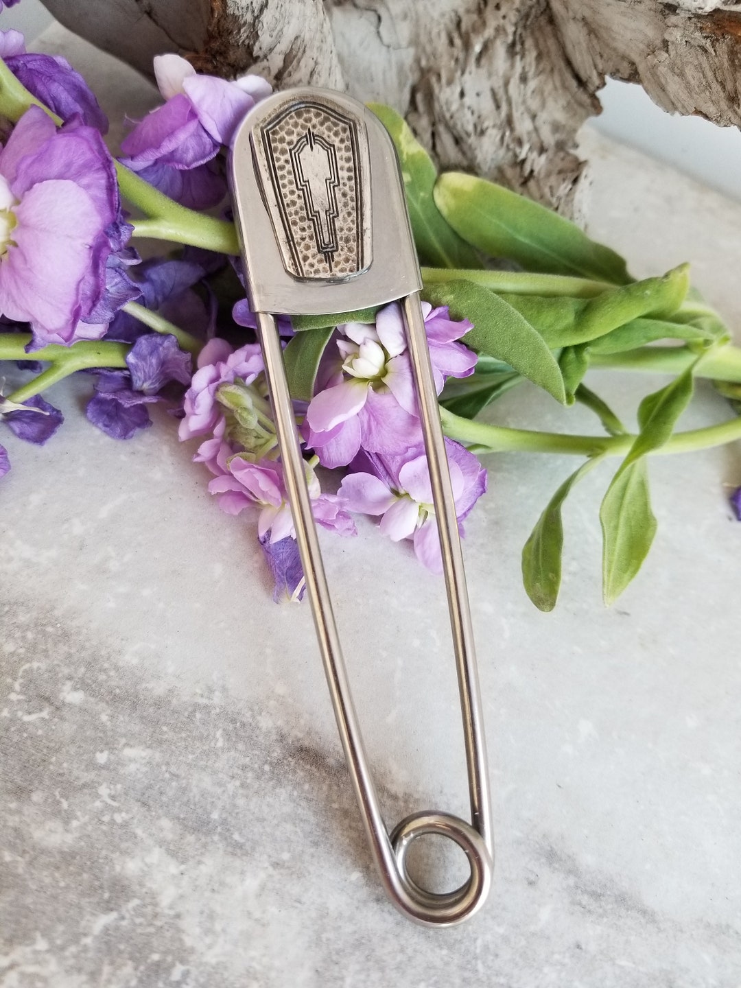 Safety Pin Keychain Made With SPOON Accent, Handmade, New Home Gift