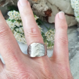 Handmade Hammered Spoon Ring: Vintage Silverplate Jewelry, Size 6
