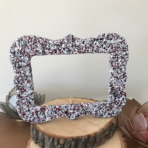 Wooden Frame, Curved Edges with Stand, Color Flaked Textured, Gloss Finish, Red/ Black/ White/ Grey Colored