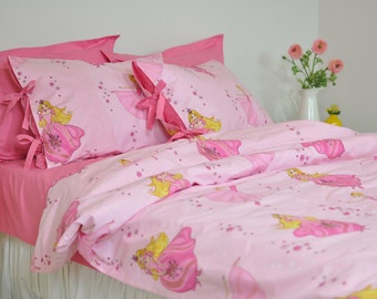 Pink Duvet Cover Set for Girls, Twin Twin XL Full Queen, Fairy Princess Print Kids Bedding Set, Duvet Cover & Pillowcases for Toddler Girls
