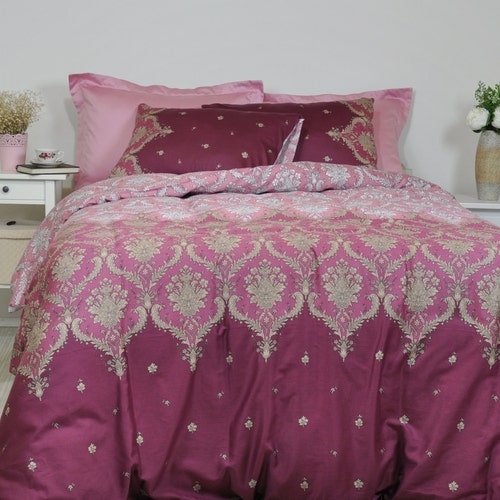 Navy Baby Blue Damask Bedding Set in Full Queen King Damask Etsy