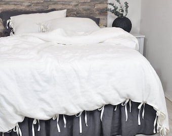 Linen Bedding with Ties, Duvet Cover Set, Bedding, Comforter, Queen Bedding, King Size Bedding, Quilt Cover,  Housewarming Gift, Full Duvet
