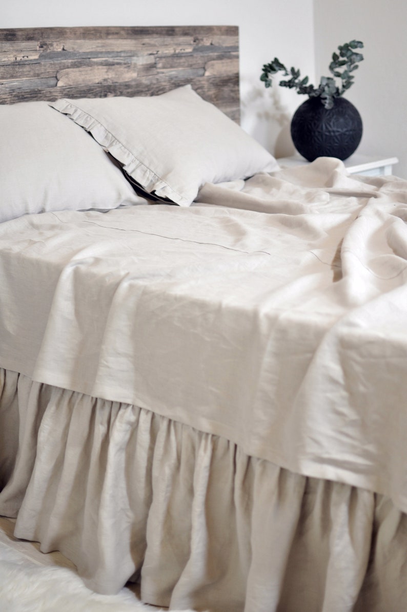 Linen Bedskirt Dust Ruffle in Full Queen King Ruffled Bed ...