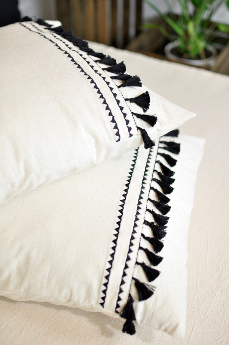Bohemian Pillow Tribal Pillow Sham Boho Tassel Pillowcase Etsy