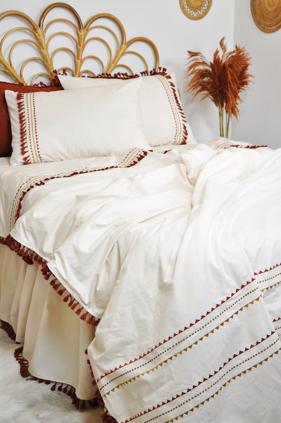 Burnt orange bed skirt cheap queen