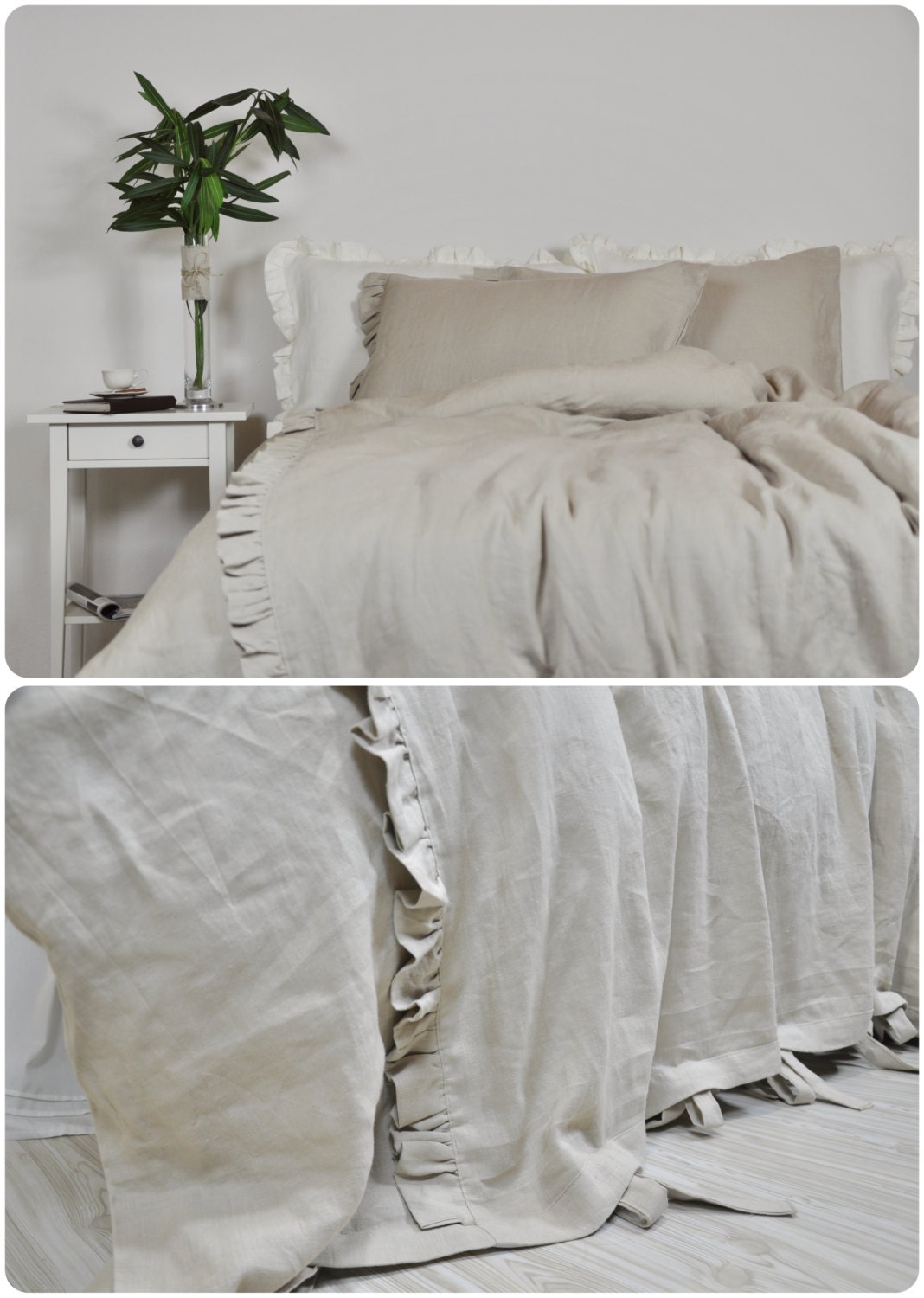 Linen Duvet Cover Set in Full Queen King Size Oatmeal Beige Etsy